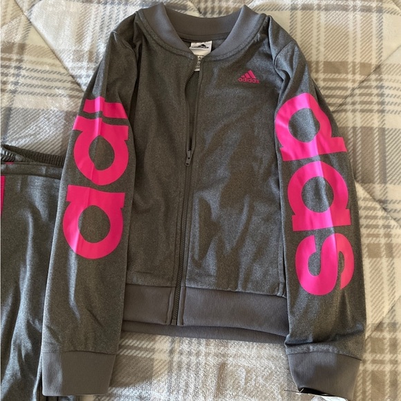 Adidas Heathered warm up tricot pants szHeather cropped bomber jacket